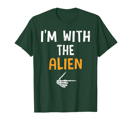 I'm with The Alien Costume Halloween Matching Couple T-Shirt