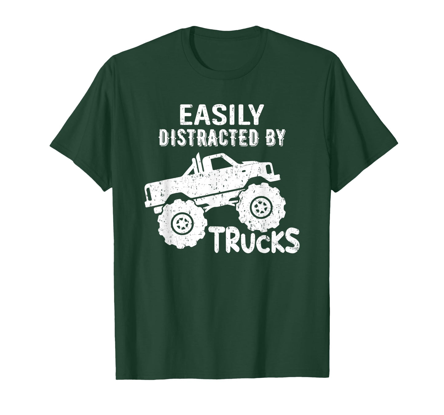 Easily Distracted By Trucks Truck Lover Vintage Distressd T-Shirt