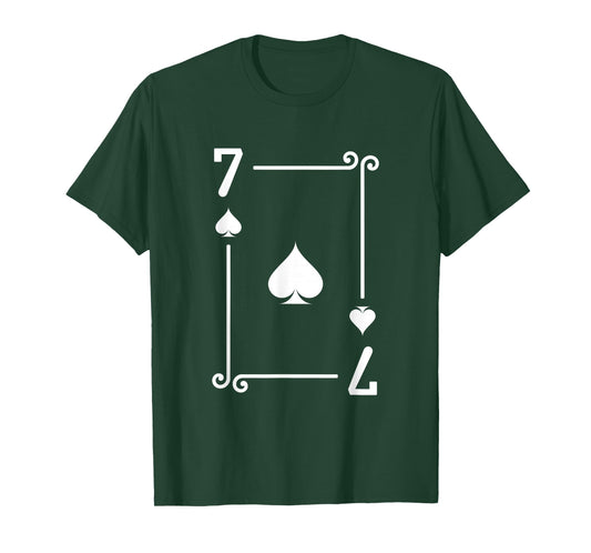 7 Spades Playing Card Graphic - White Seven Card T-Shirt