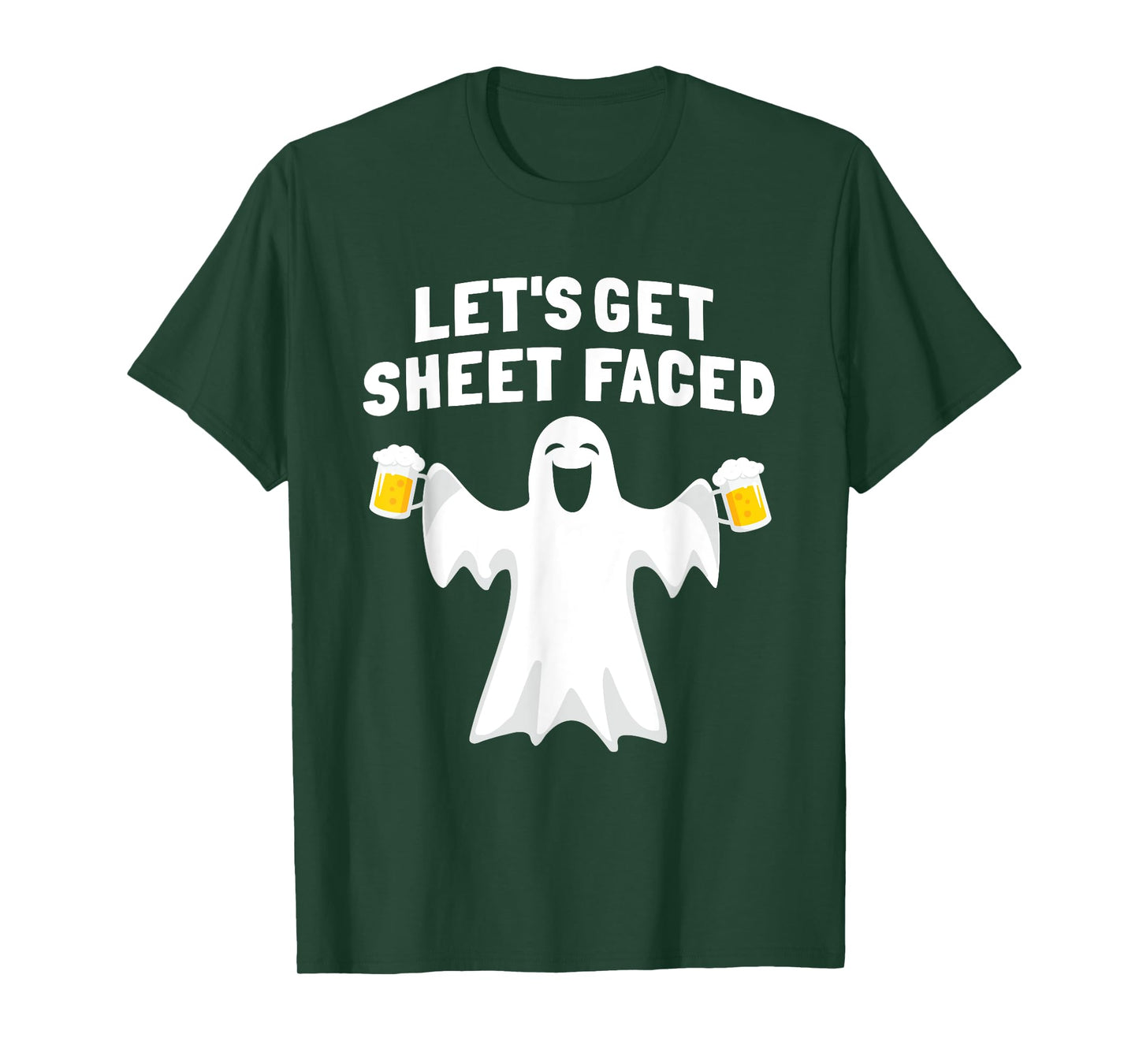 Lets Get Sheet Faced Funny Ghost Halloween Party Drinking T-Shirt
