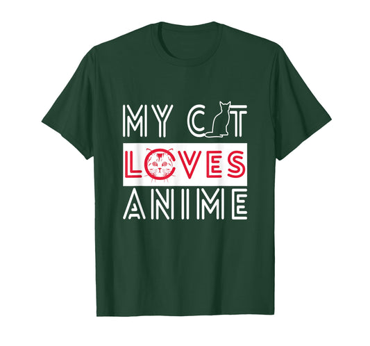 My Cat Loves Anime - Cats love Watching TV T-Shirt for Men Women Kids