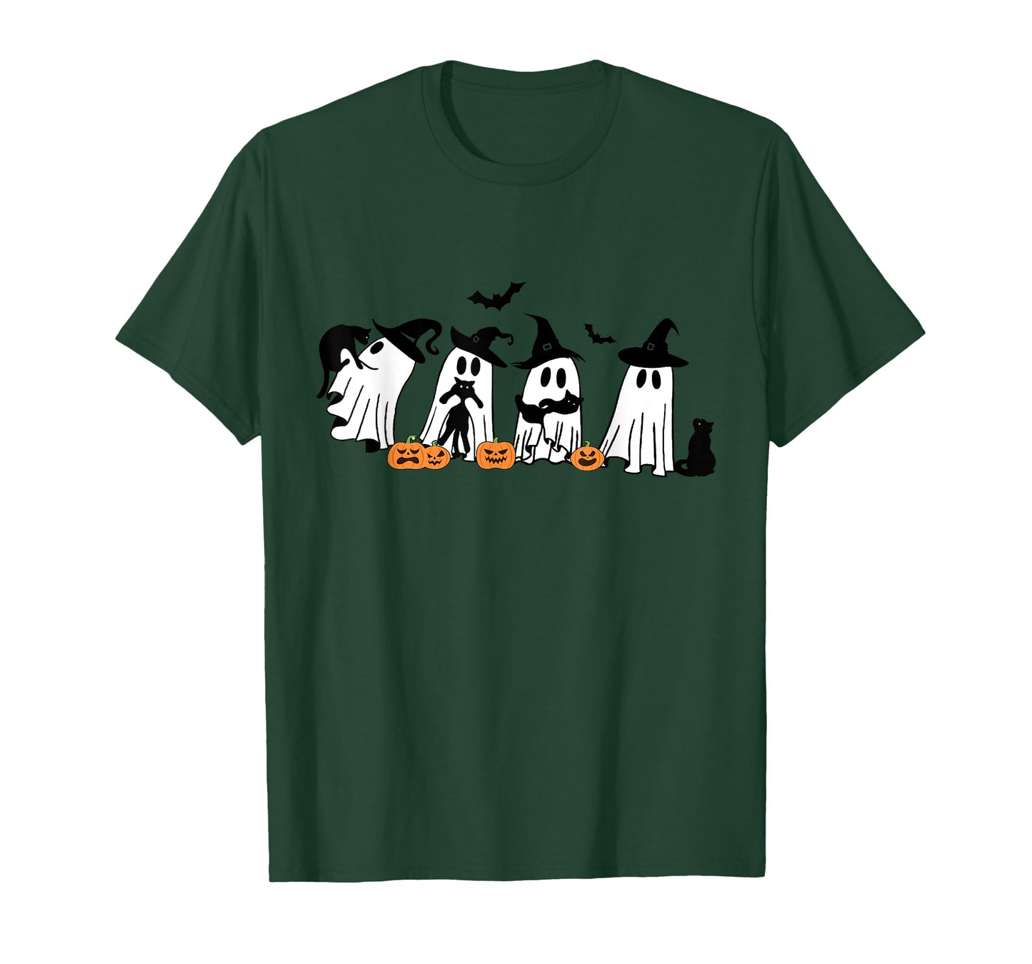 Funny Ghost Holding A Black Cat Halloween Ghost Cat Lovers T-Shirt for Men Women Kids