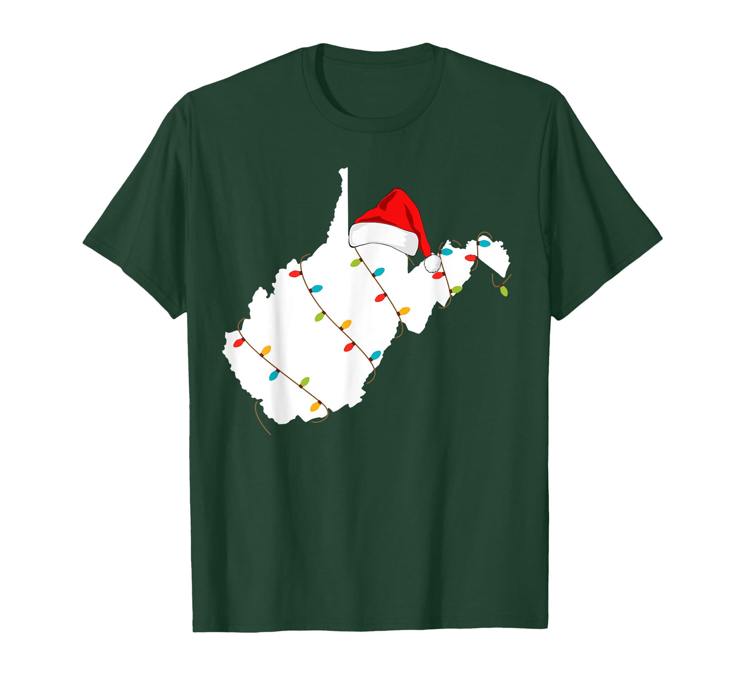 West Virginia Map Christmas T-Shirt With Santa Hat T-Shirt