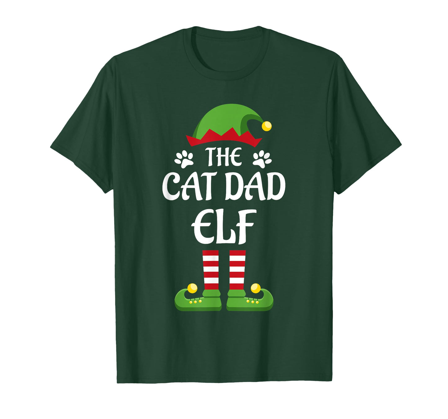 Cat Dad Elf Family Matching Group Christmas T-Shirt for Men