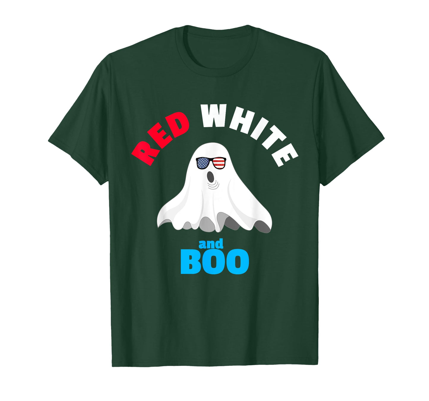 Red White and Boo - Funny American Ghost T-Shirt for Party