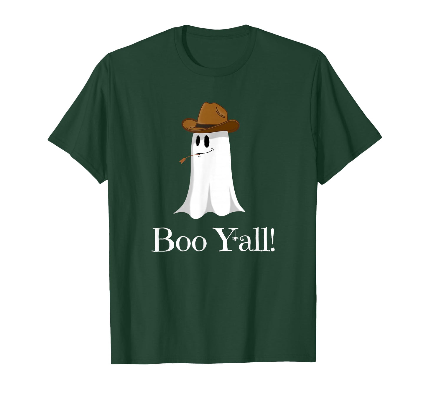Boo Y'all! Funny Saying - Cowboy Hat Ghost Graphic Halloween T-Shirt
