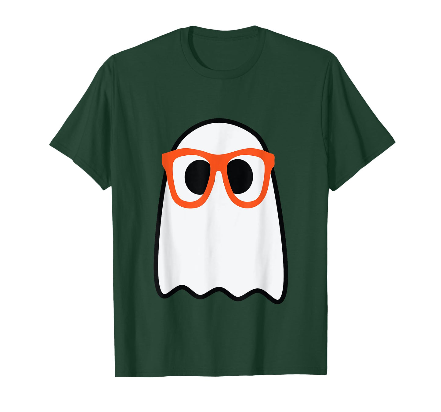 Nerdy Ghost Cute Orange Glasses Halloween Hipster Funny T-Shirt