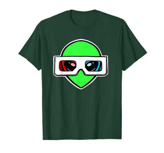 Green Alien with 3D Glasses T-Shirt
