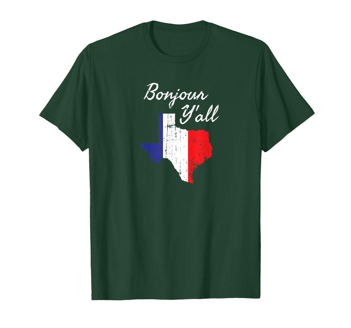 Funny Texas Gifts Bonjour Y'All French Flag Quote T-Shirt