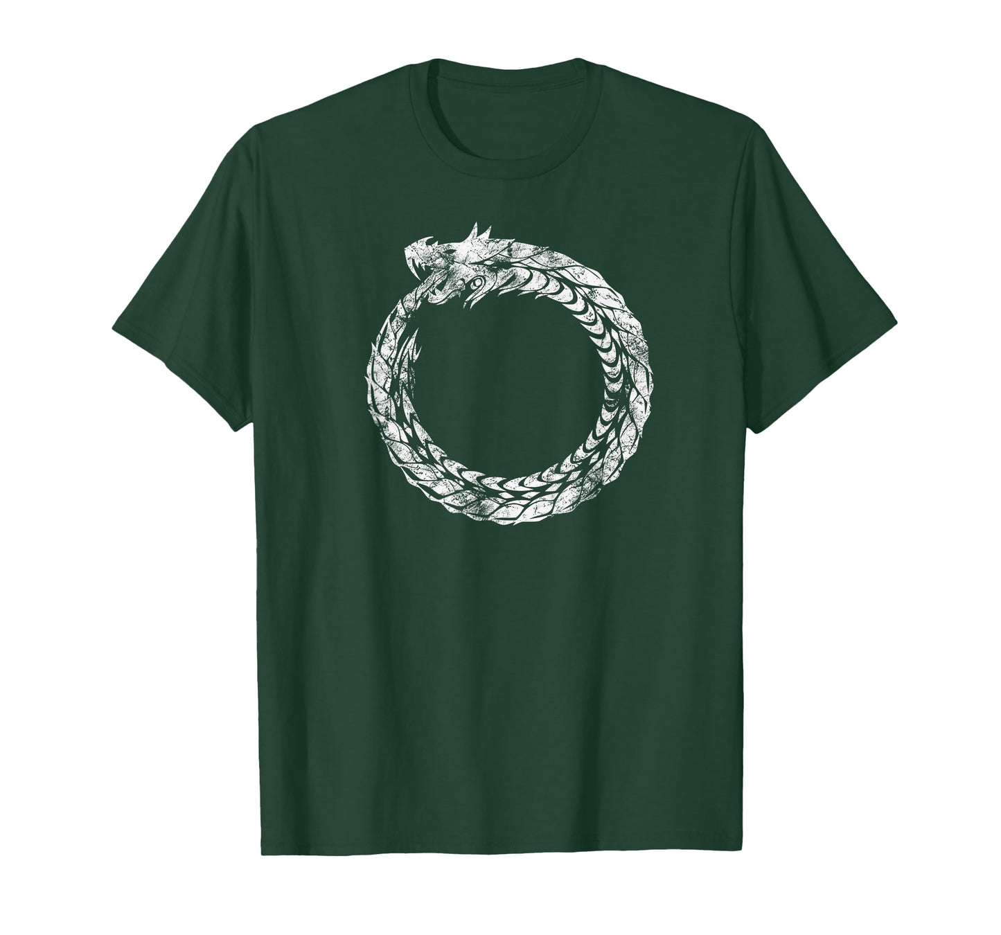 Gothic Medieval Ouroboros Snake Eating Itself White Novelty T-Shirt