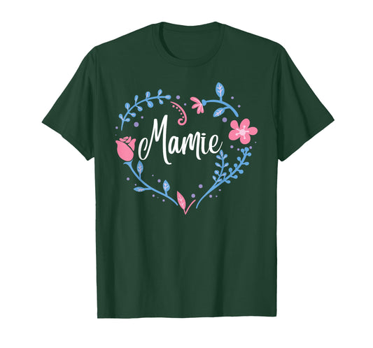 Flower Mamie T-Shirt Grandma Christmas Birthday Gift Tee T-Shirt