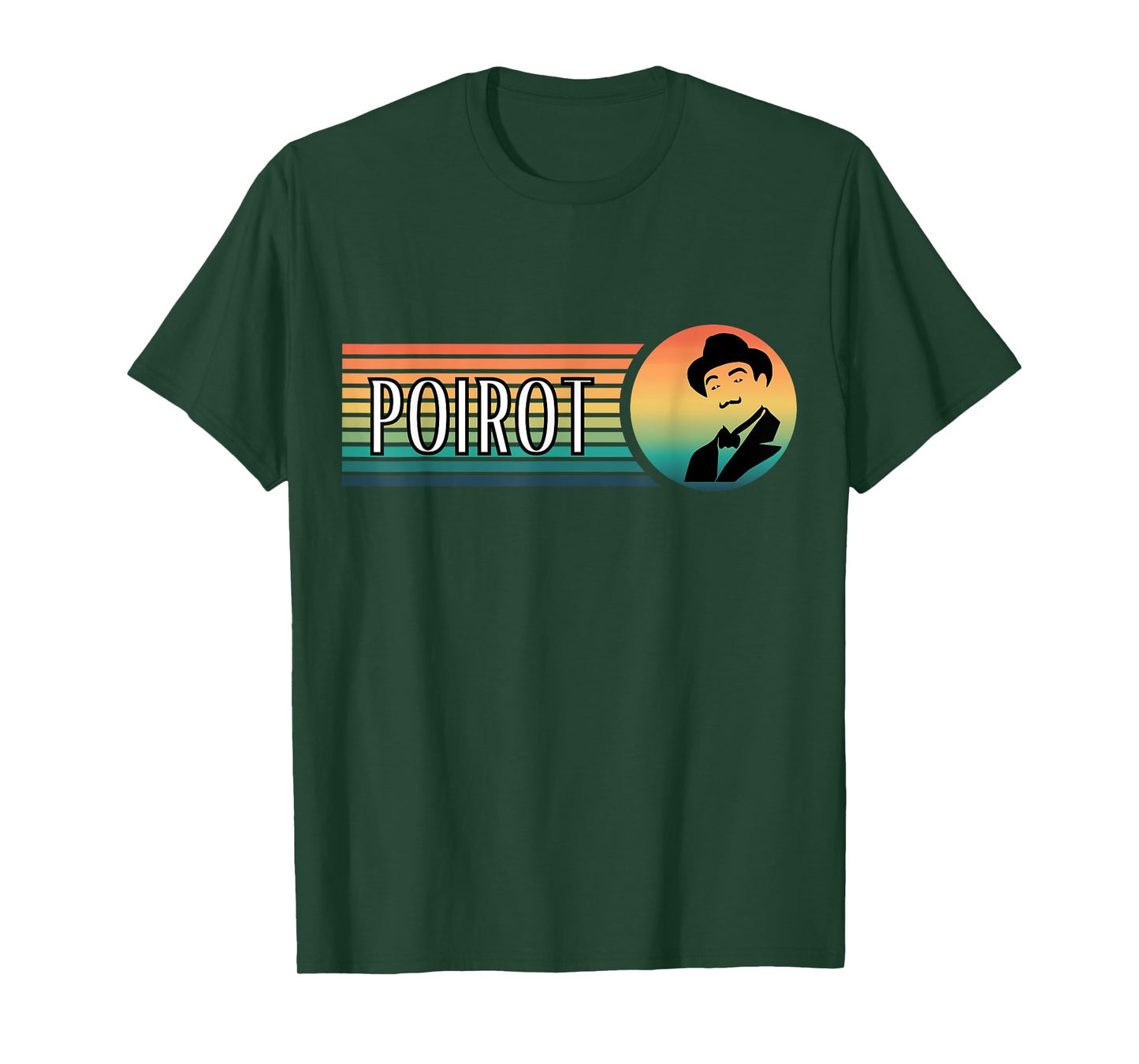 Reading Books Art Poirot Name with Hat Mustache Vintage Black T-Shirt