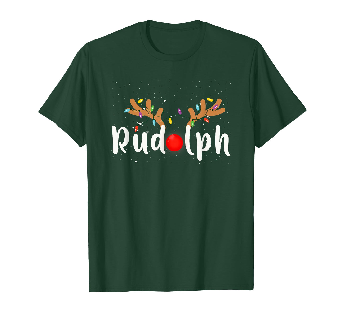 Rudolph Red Nose Funny Kids Reindeer Christmas Lights Pajama T-Shirt