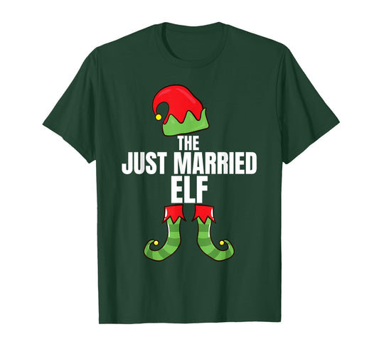 The Just Married Elf Matching Family Christmas Group Pajama T-Shirt