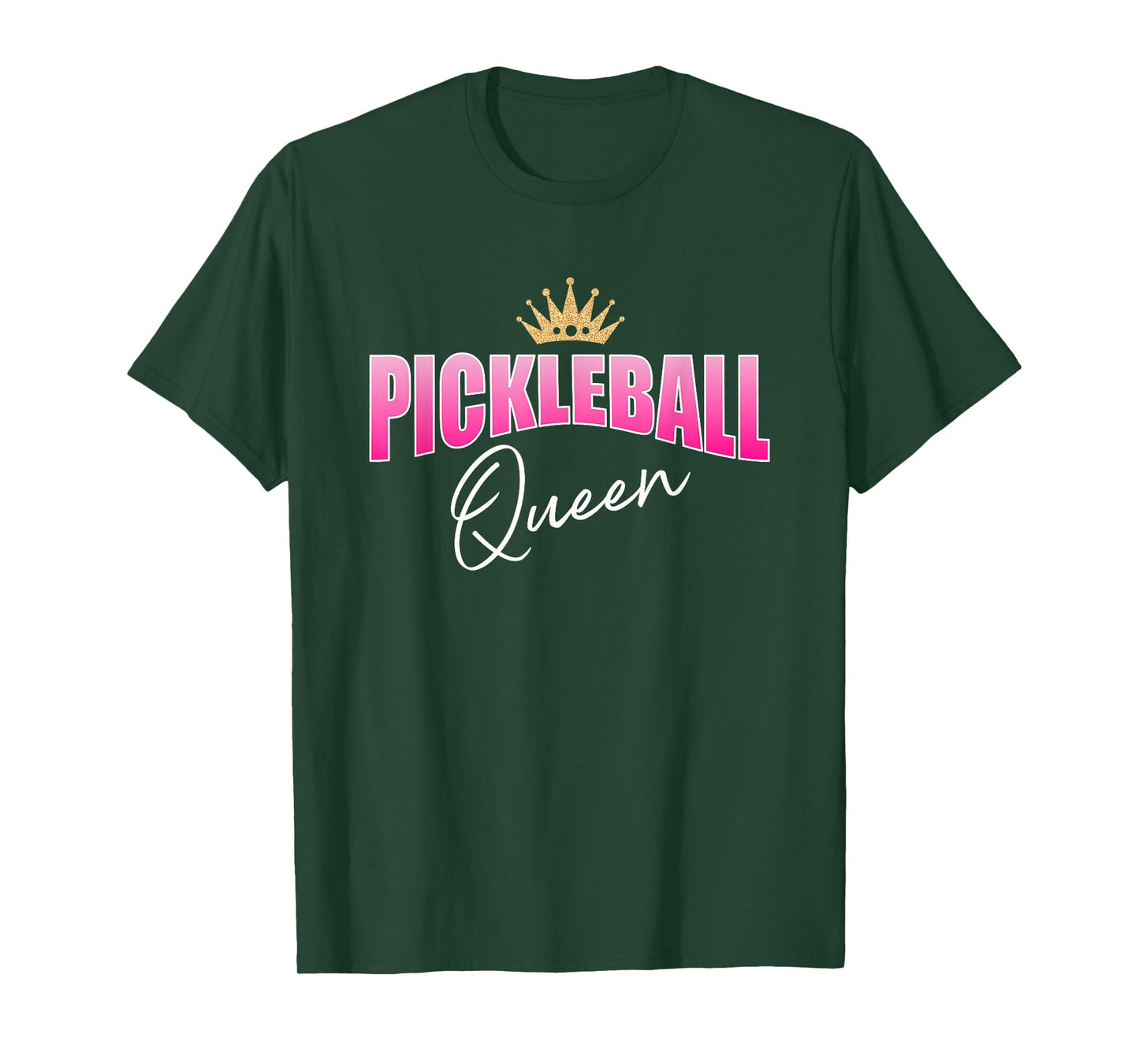 Pickleball Queen Pink White With Gold Crown T-Shirt
