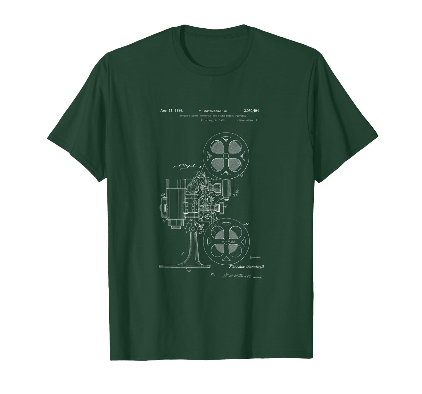 Movie Projector Patent - History of Cinema, Film, and Movies T-Shirt