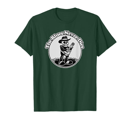 Blues Music Old Cartoon Skeleton Bluesman T-Shirt