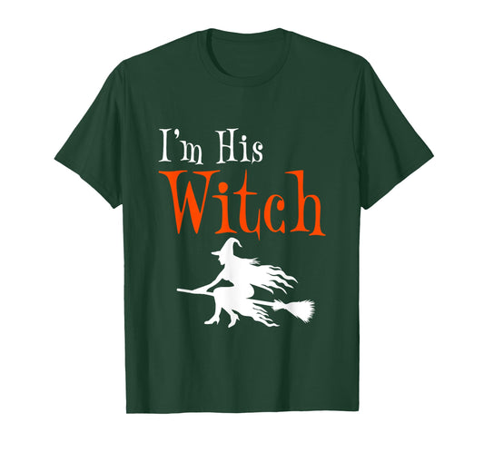 I'm His Witch Funny Matching Couple Halloween Costume T-Shirt