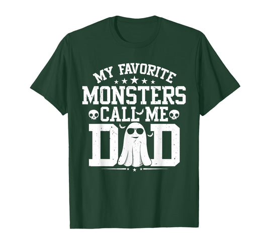 My Favorite Monsters Call Me Dad Funny Daddy Halloween Ghost T-Shirt