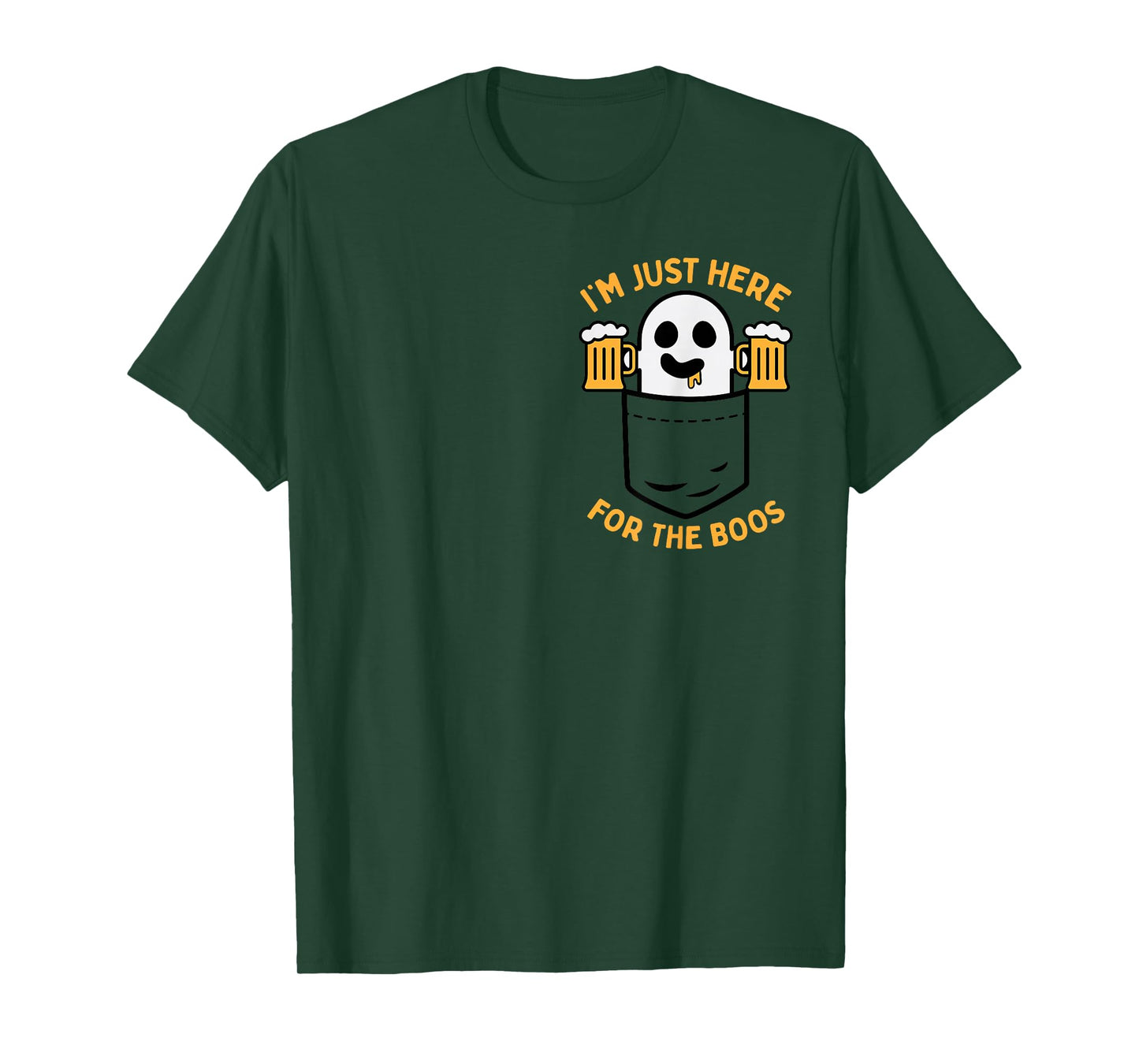 I'm Just Here For The Boos Cute Pocket Ghost Beer Halloween T-Shirt