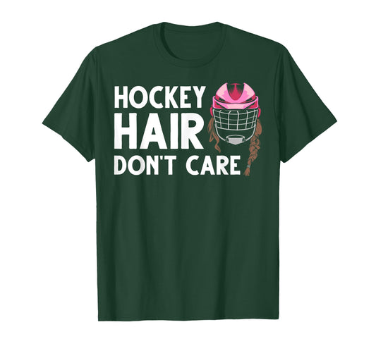 Funny Ice Hockey For Women Girls Field Hockey Helmet Hair T-Shirt