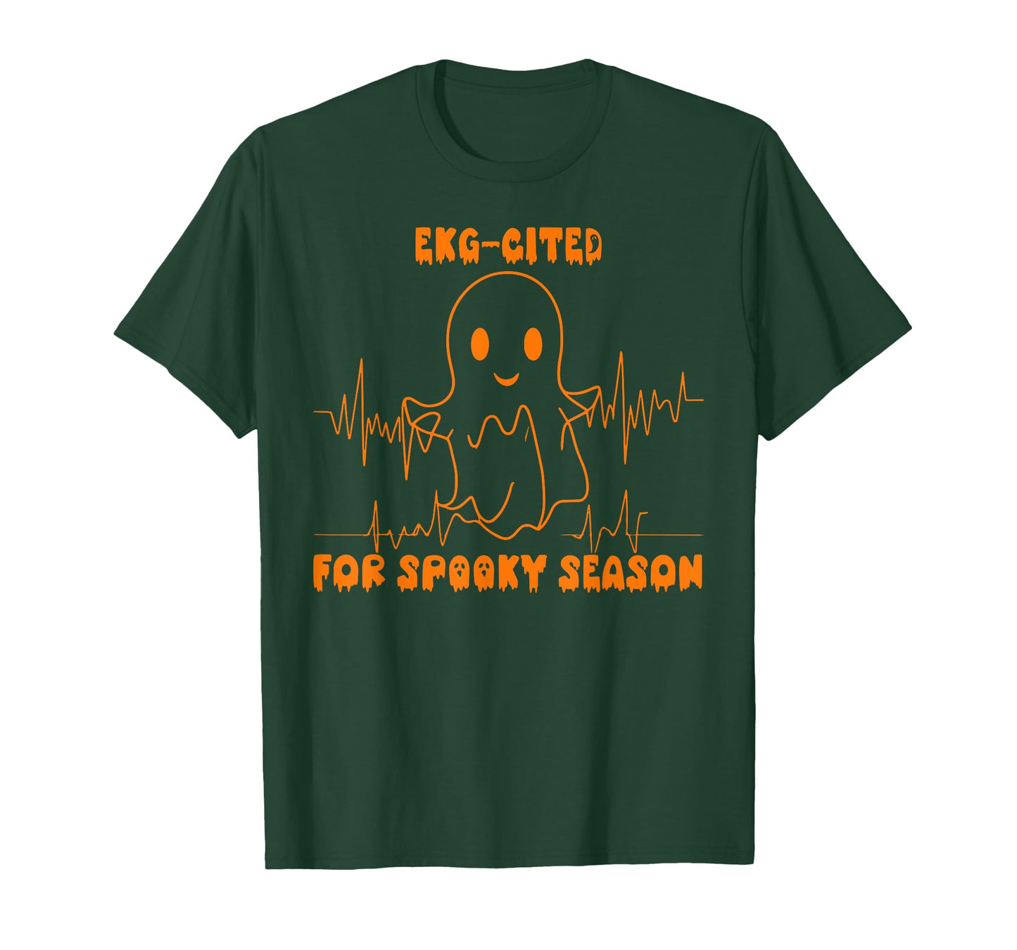 Heartbeat EKG Cited Spooky Cardiac Nurse Ghost Halloween T-Shirt