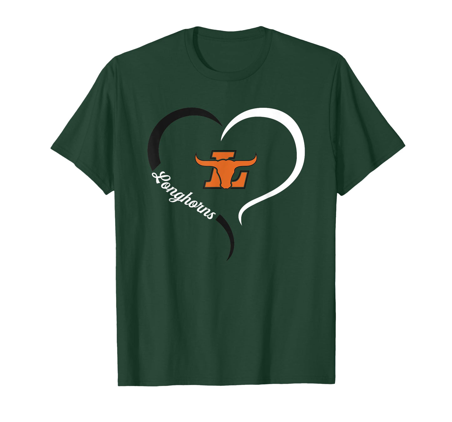Lanier Longhorns Logo Half Heart Slogan HS T-Shirt