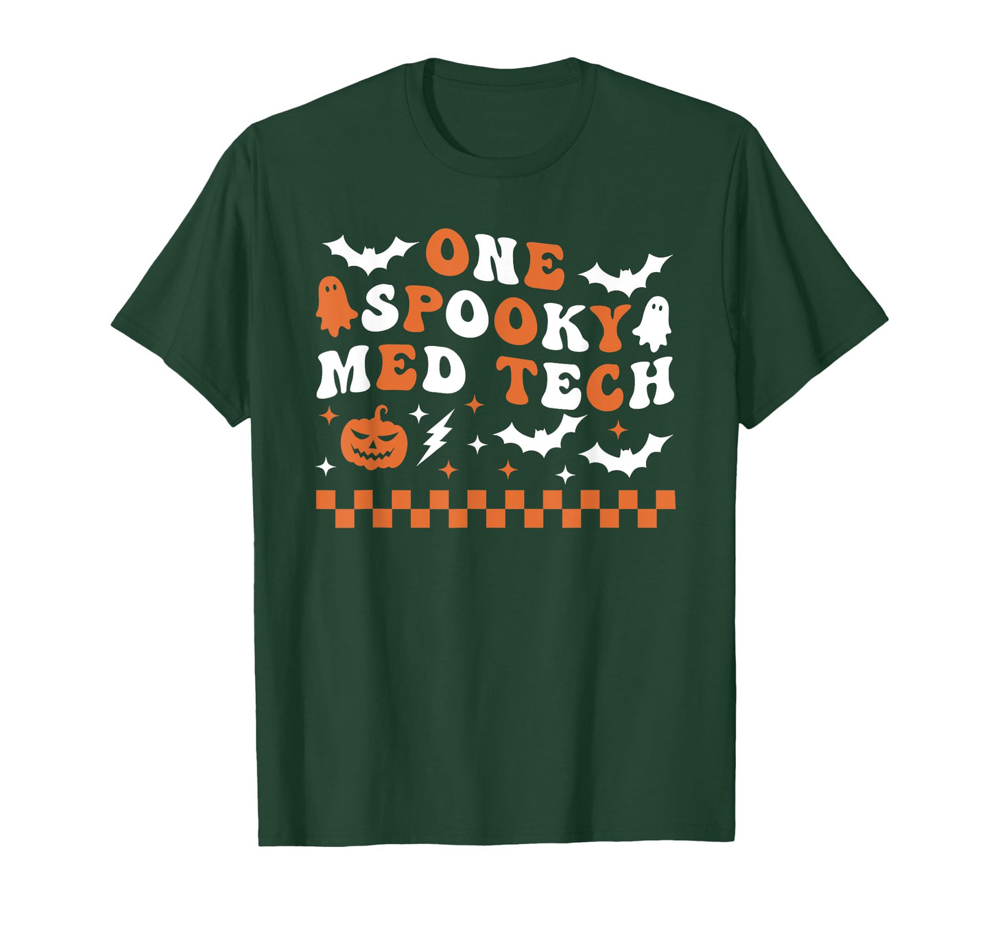 One Spooky Med Tech Halloween Retro Groovy Healthcare T-Shirt
