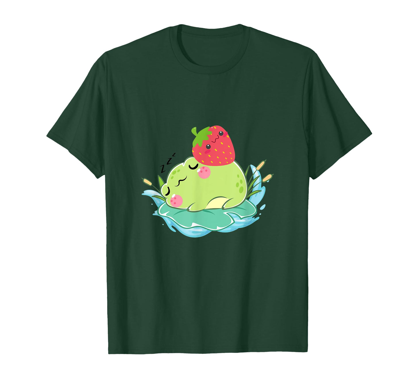 Kawaii Cute Frog With Strawberry Frog Lover T-Shirt