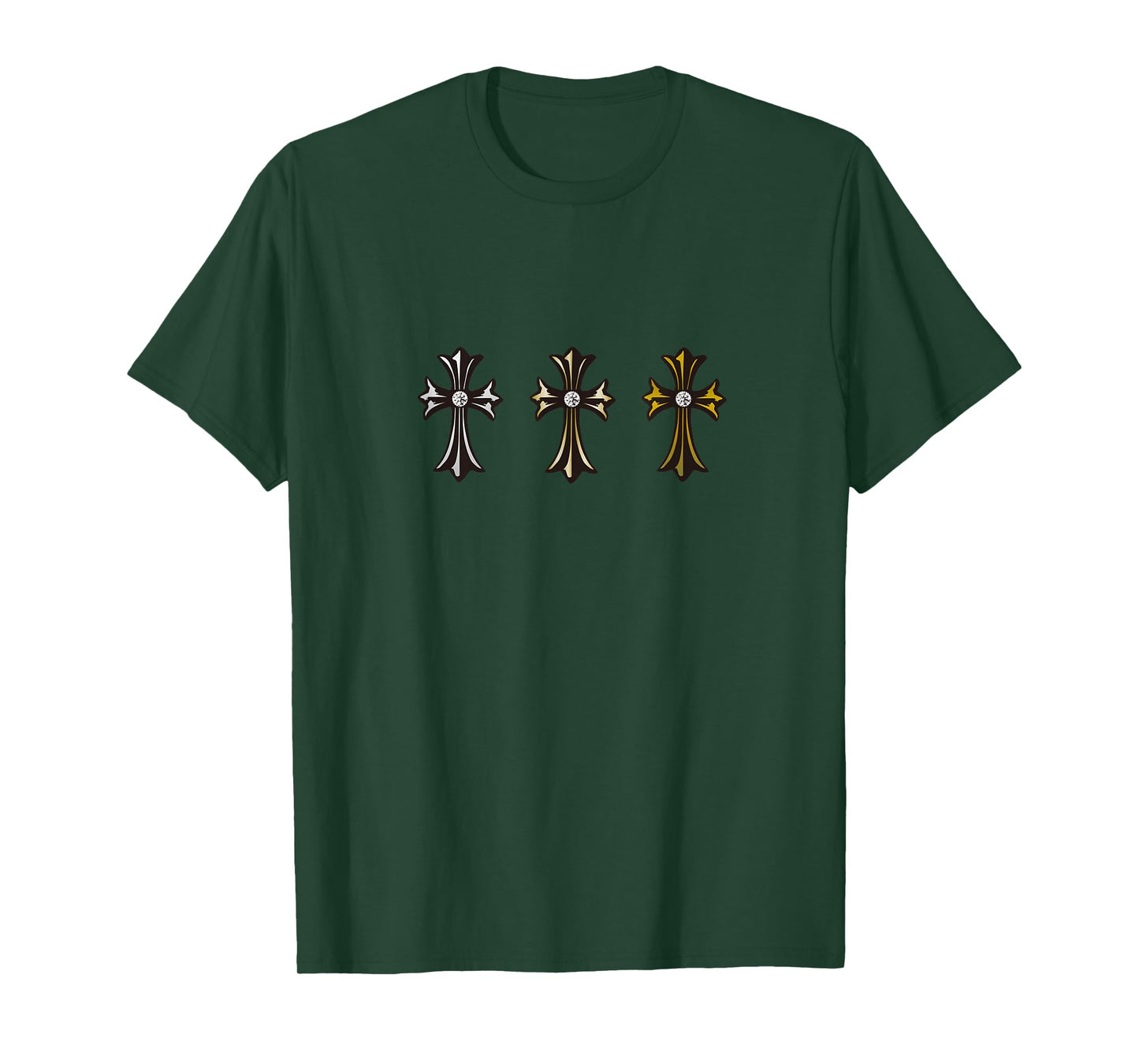 The Diamonds Cross Gold Silver Bronze T-Shirt