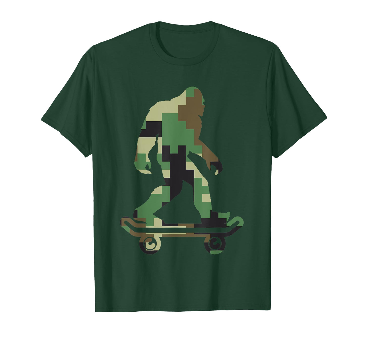 Retro Skater Hide and Seek Champion Apparel Bigfoot Camouflage Skateboarders Sasquatch Skateboarding T-Shirt