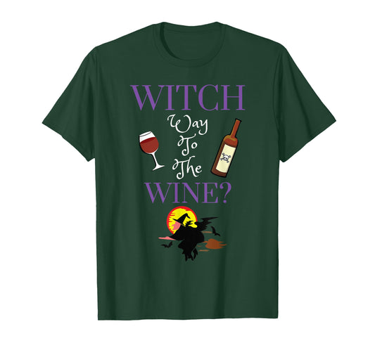 Witch Way To The Wine Women Halloween Booze Drinking Women T-Shirt