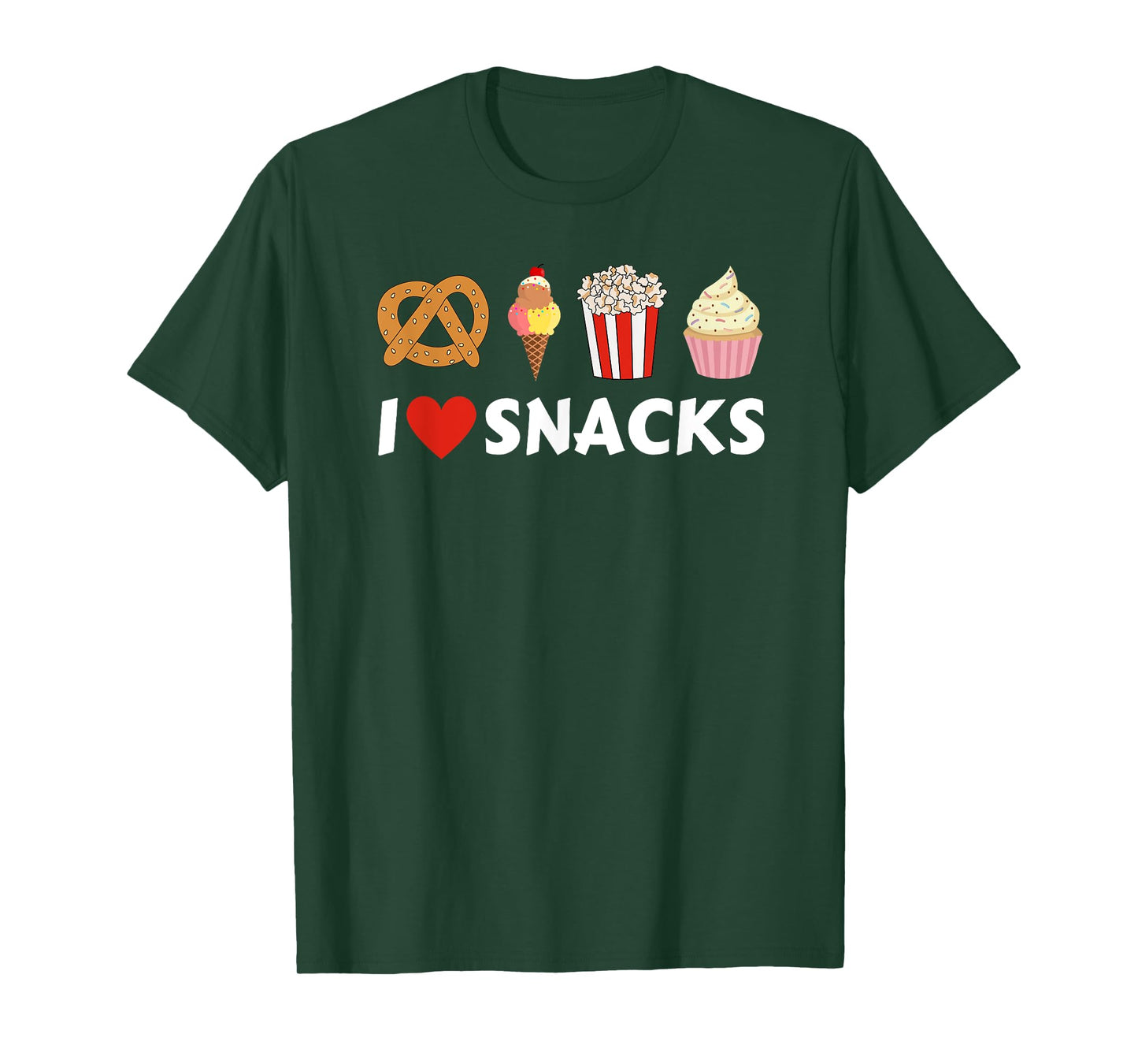 I Love Snacks Food Lover Heart Funny Foodie T-Shirt
