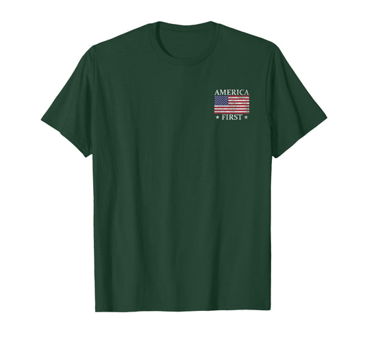 America First USA American Flag Patriot Stars and Stripes T-Shirt