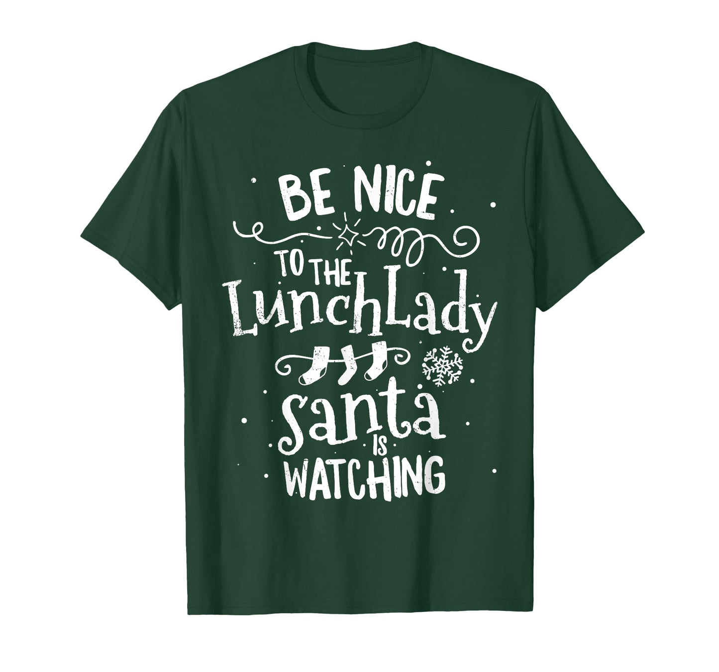 Be Nice To Lunch Lady Santa Is Watching Vintage Christmas T-Shirt