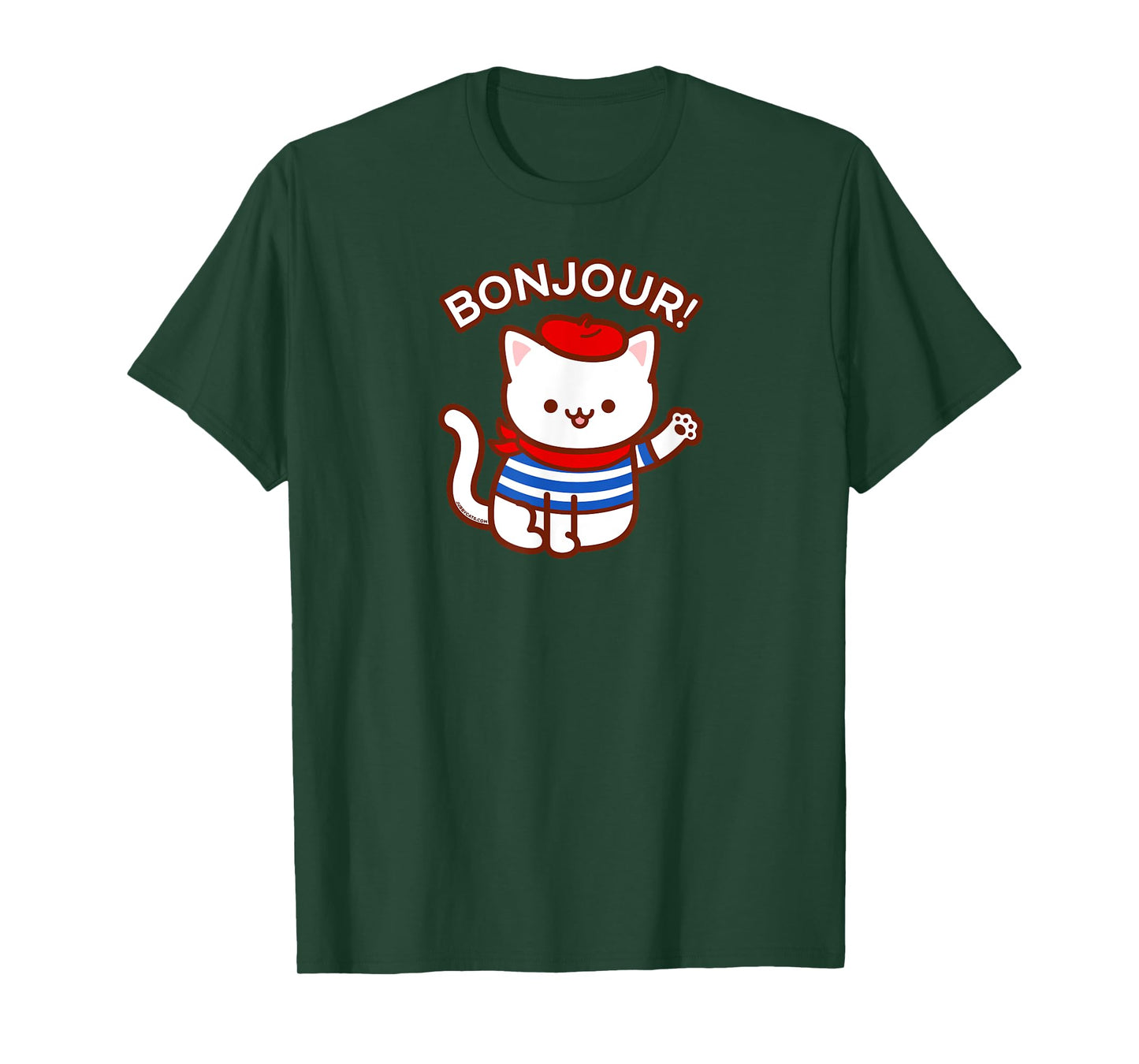 BONJOUR! - Cute Funny French Cat Saying Hello T-Shirt