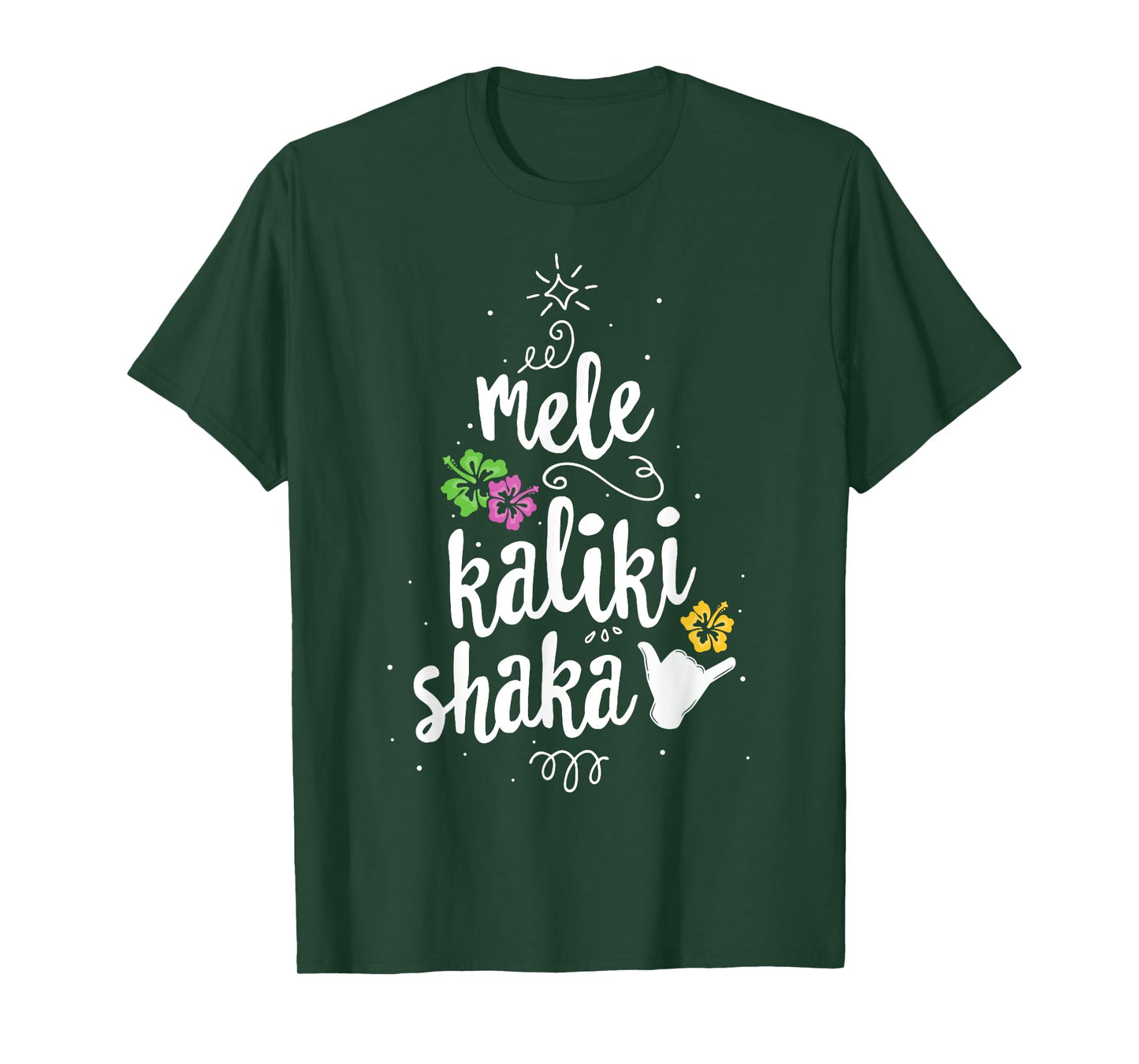Mele Kalki Shaka Hawaii Christmas Tree Shirt Kalikimaka T-Shirt