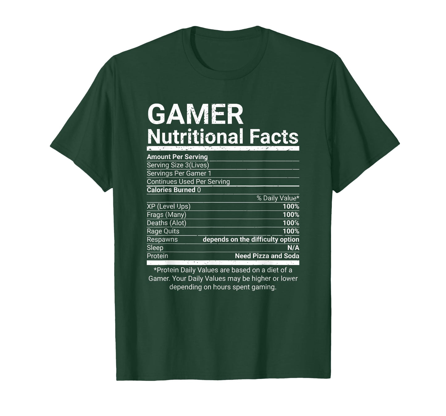 Gamer Nutrition Facts Video Games Computer Nerd T-Shirt