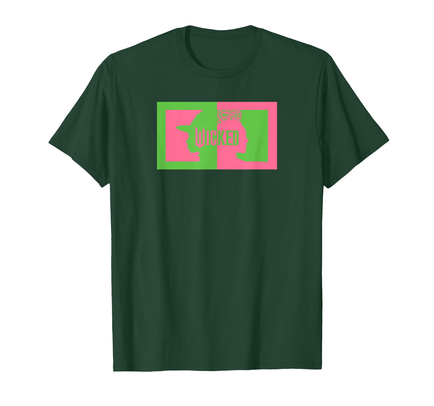 Wicked Elphaba & Glinda Silhouettes Unisex-Kids Black Cotton 100% Classic Fit Crew Collar Short Sleeve T-Shirt