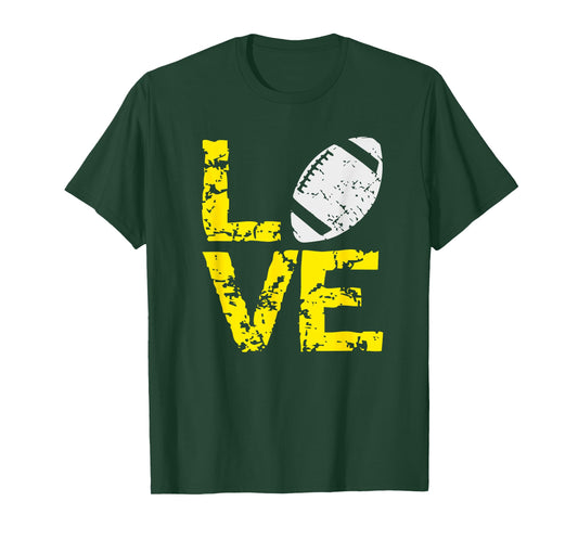 Game Day Distressed Tees Grunge Love Football Ball Yellow Gold Team Colors T-Shirt
