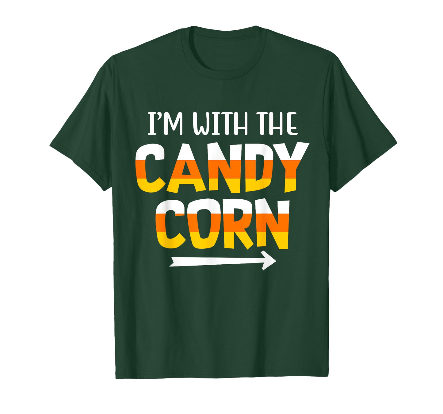Funny I'm With Candy Corn Halloween matching Couples T-Shirt