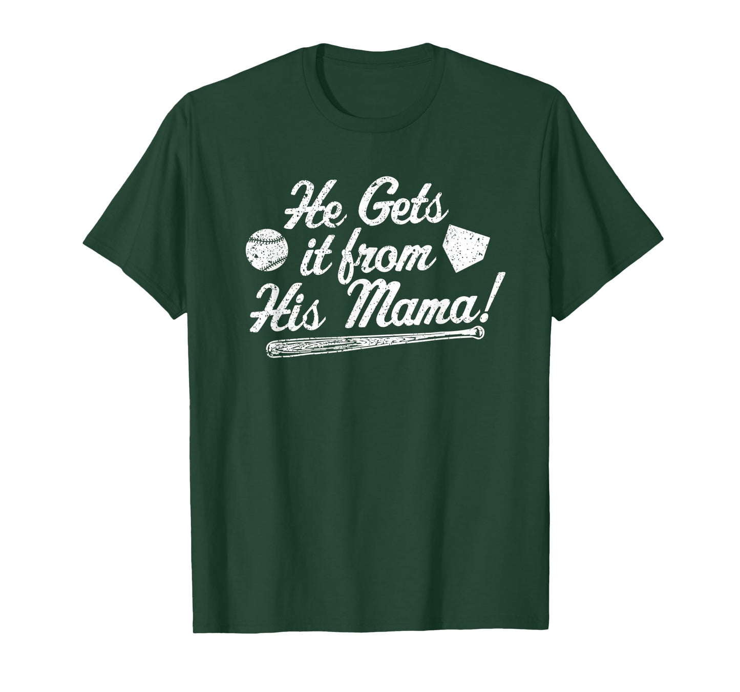 Mom's Baseball Mom He Gets it From his Mama Player's Mom T-Shirt