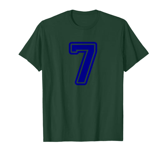 Number #7 Blue Sport Varsity Number 7 T-Shirt