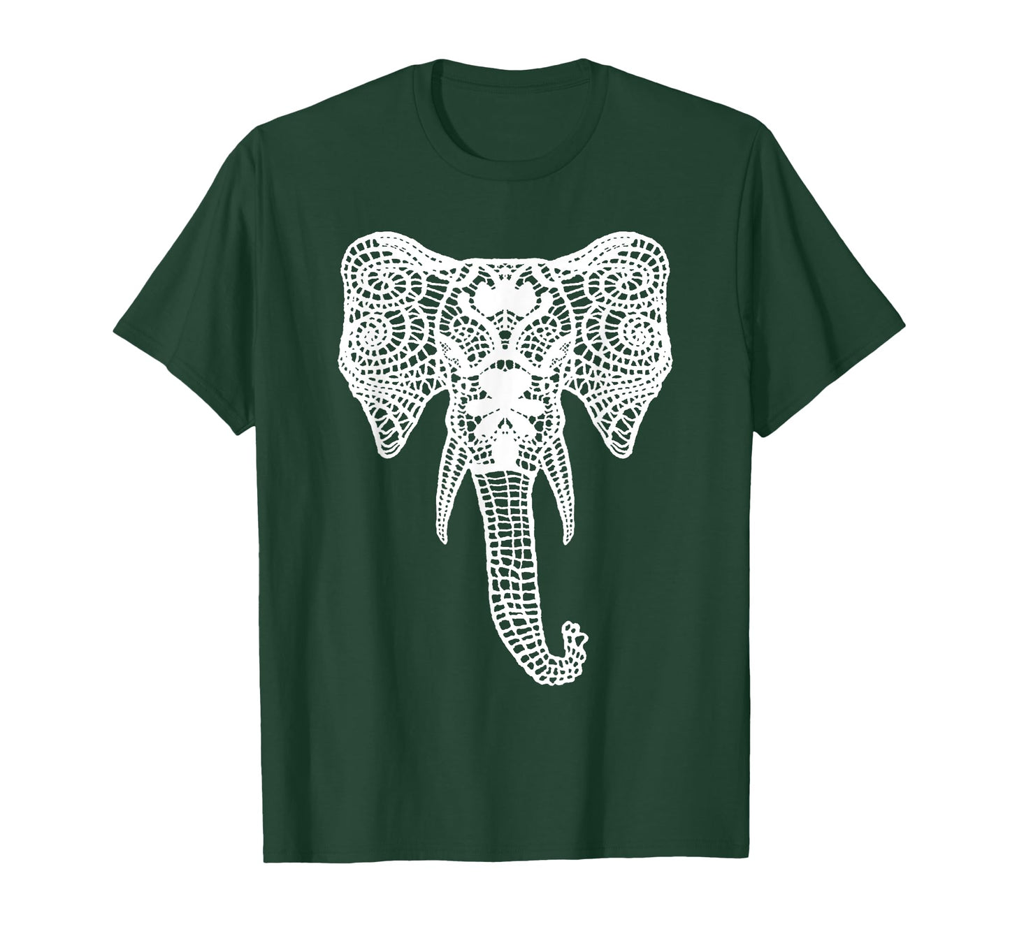 Elephant Design Elegant white Lace Elephant Head T-Shirt