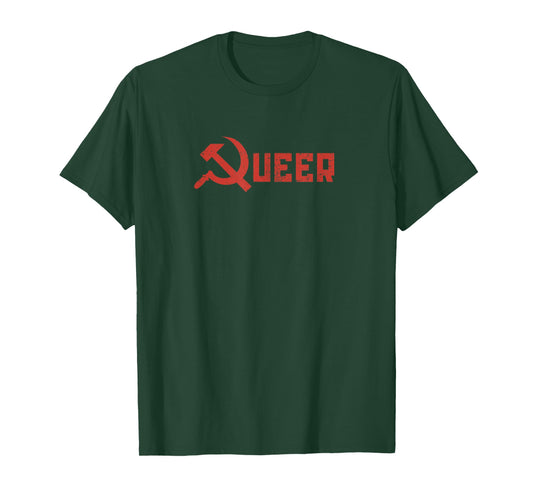 Queer Communist Hammer and Sickle Socialism Pride red T-Shirt