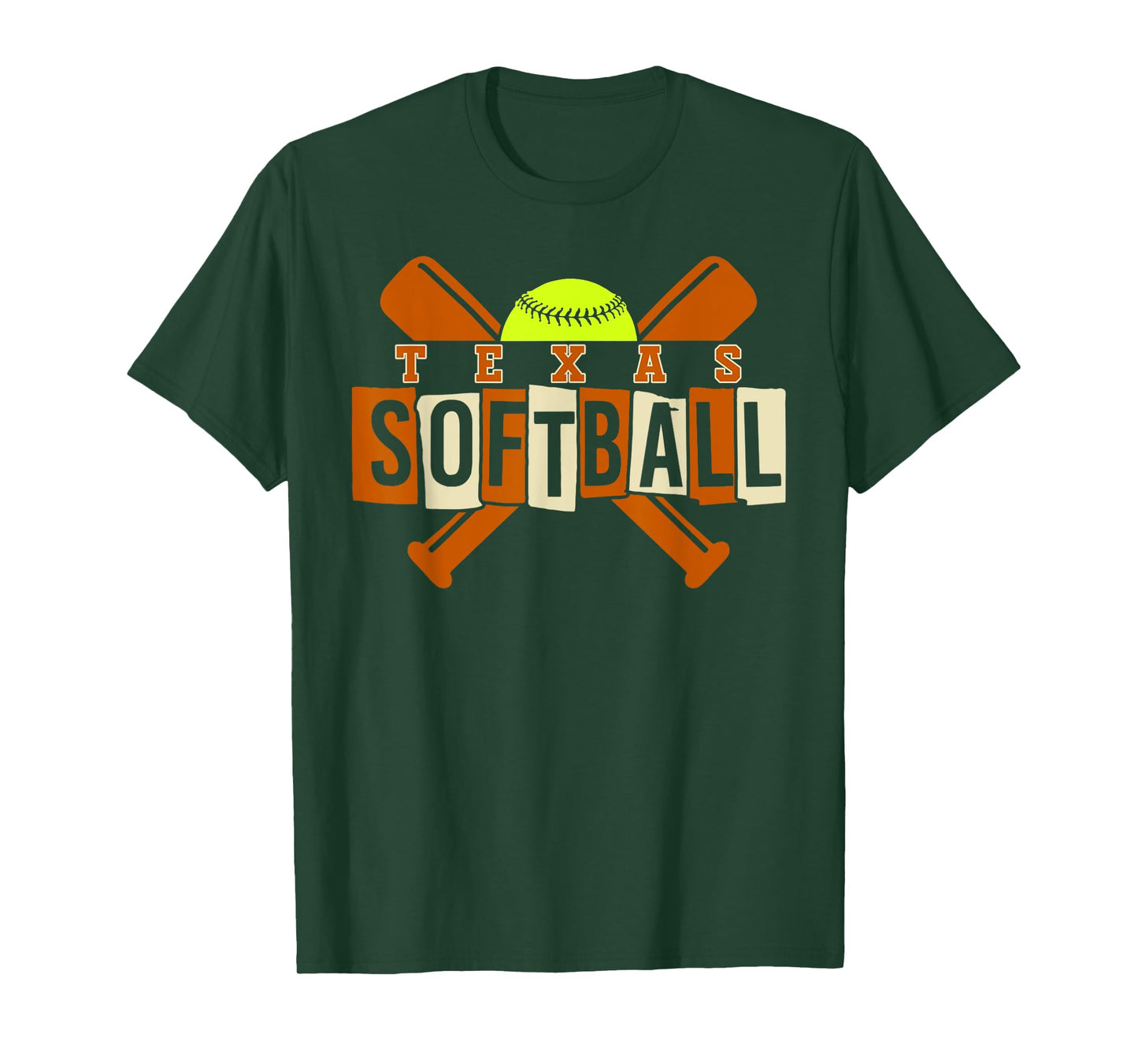 Texas Softball Vintage Mens Kids Team Retro Softball Fan T-Shirt