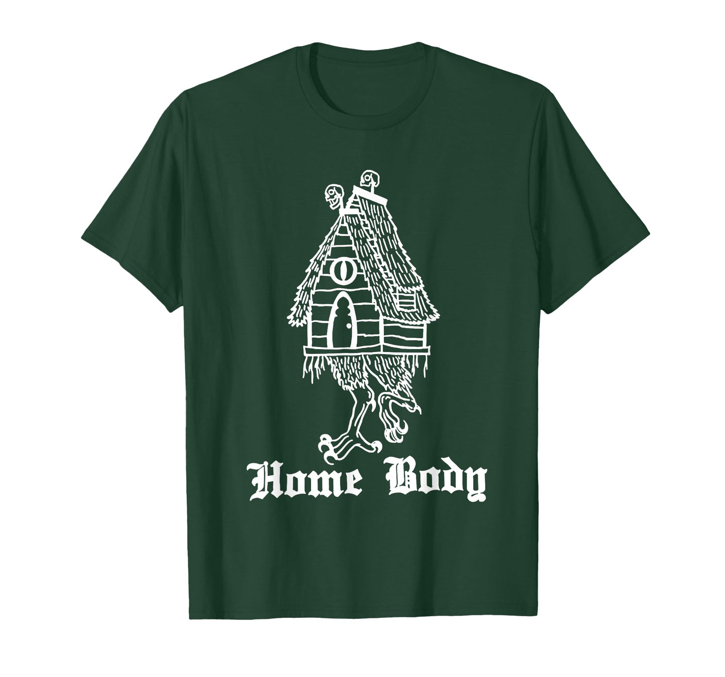 Funny Baba Yaga's Hut Home Body Tee Shirt - Unisex Kids Halloween T-Shirt - Black - Small