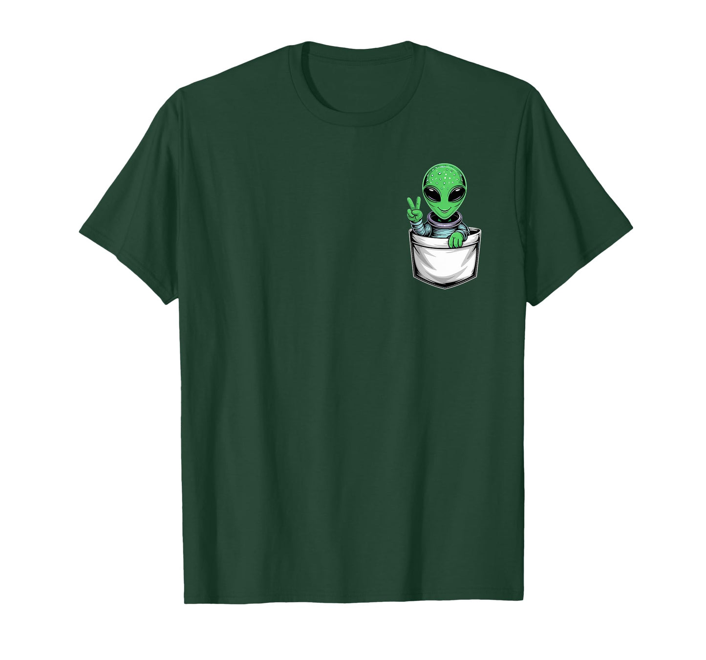 Cute Green Alien Costume Halloween Funny Alien Pocket Design T-Shirt