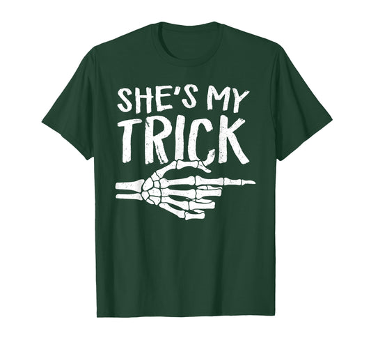 She's My Trick Matching Couple Halloween Costume Boyfriend T-Shirt