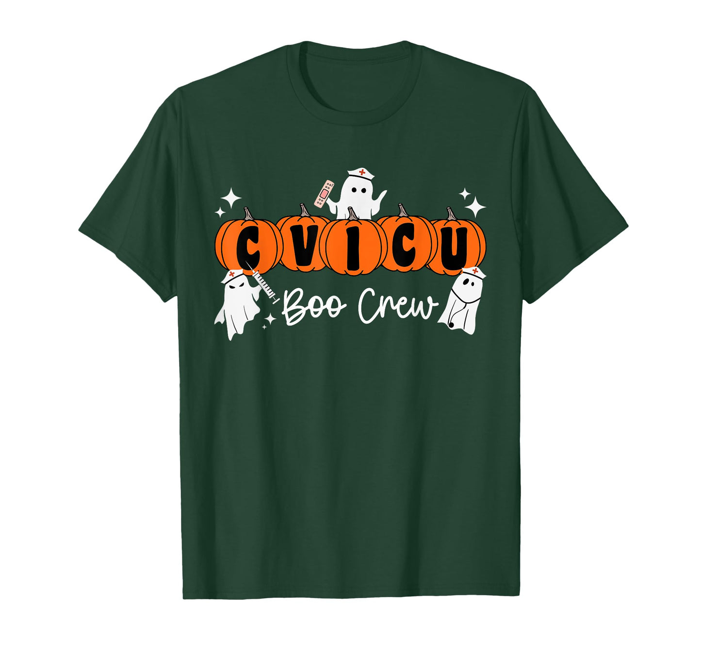 CVICU Boo Crew Ghost Pumpkin Costume CVICU Nurse Halloween T-Shirt